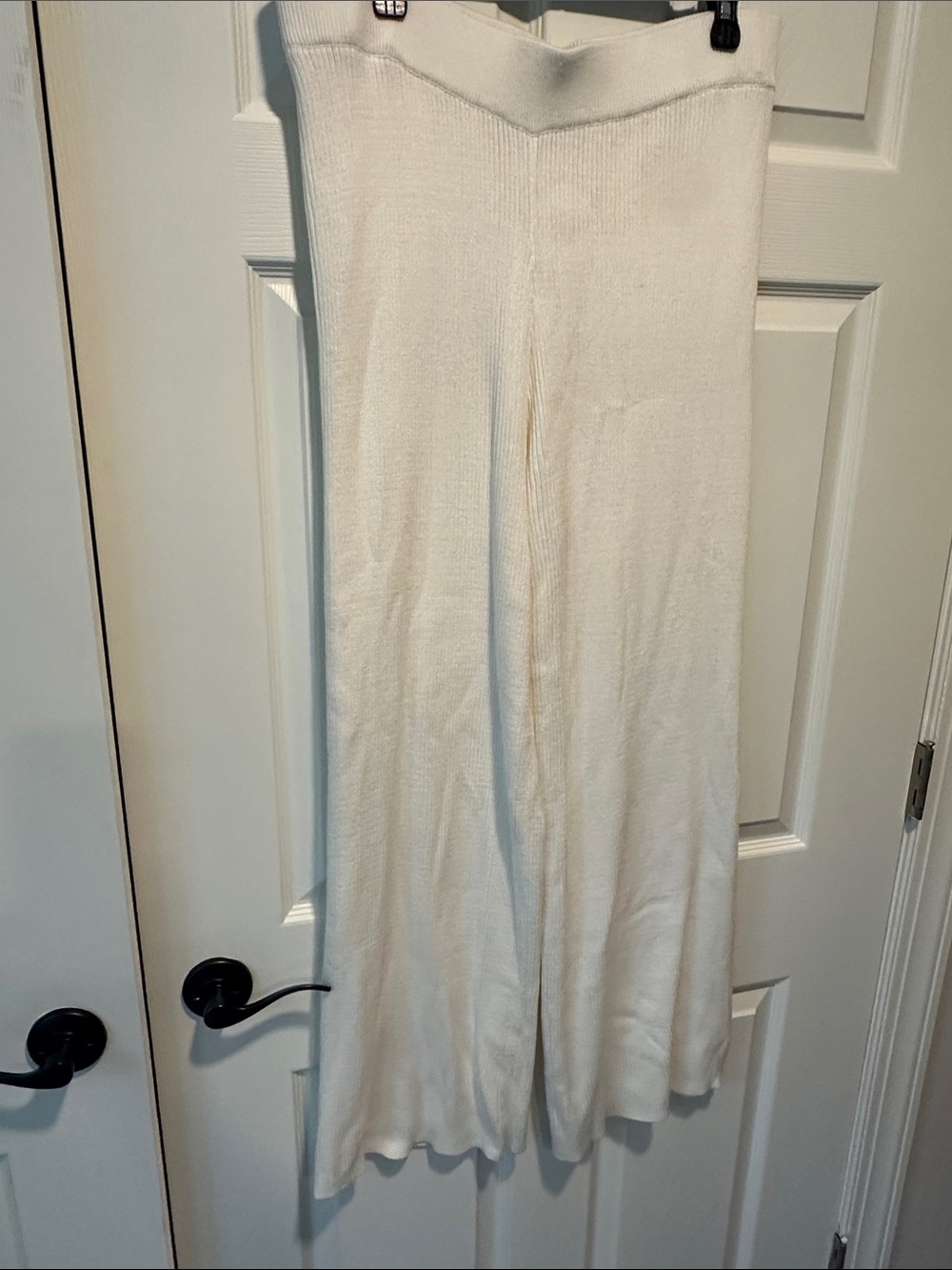 Davi & Dani Knit Wide-Leg Pants in Cream